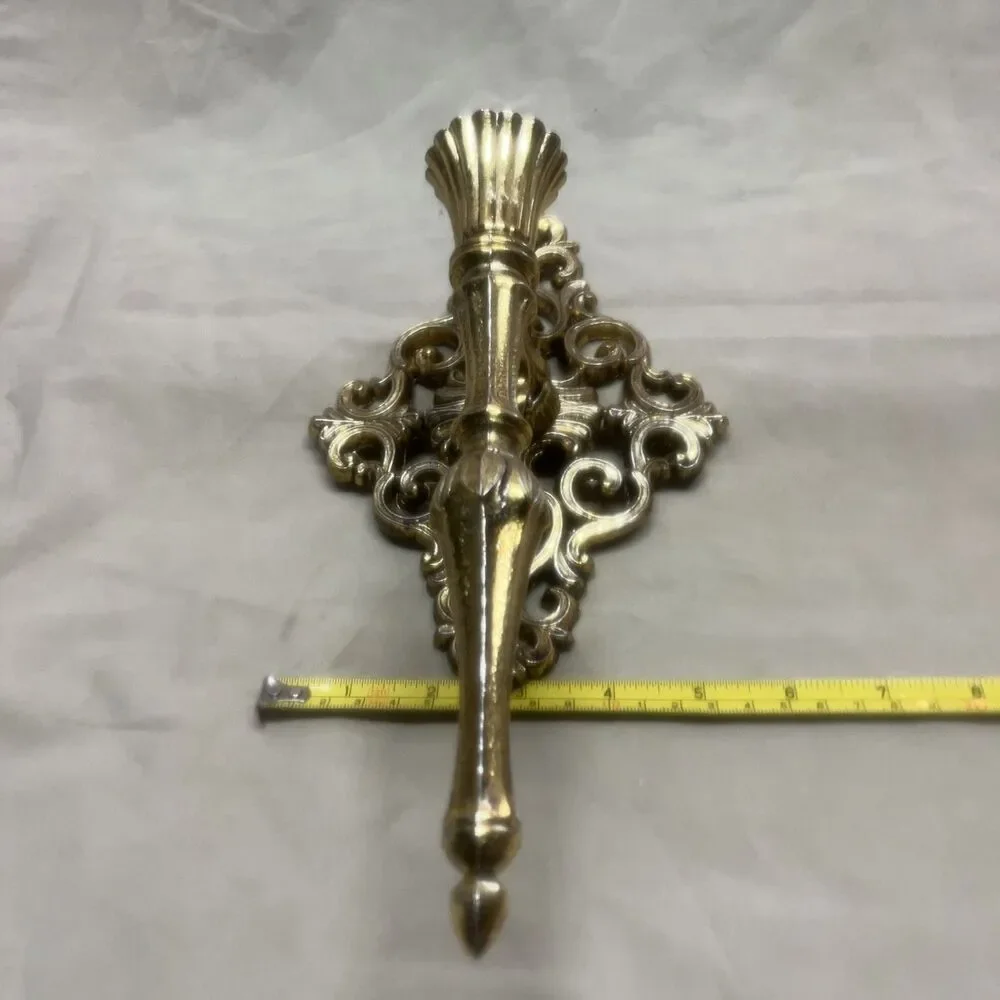 Candle Holder  Wall Set Hollywood Regency Sconce Golden Candle Holders Decor